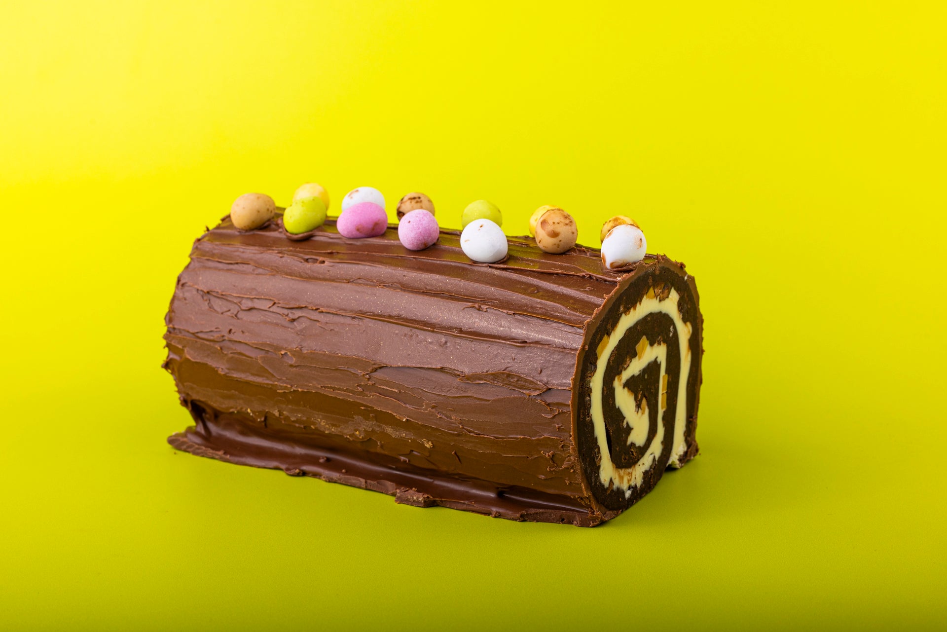 Gluten Free Mini Egg, White Chocolate and Fudge Brownie Log