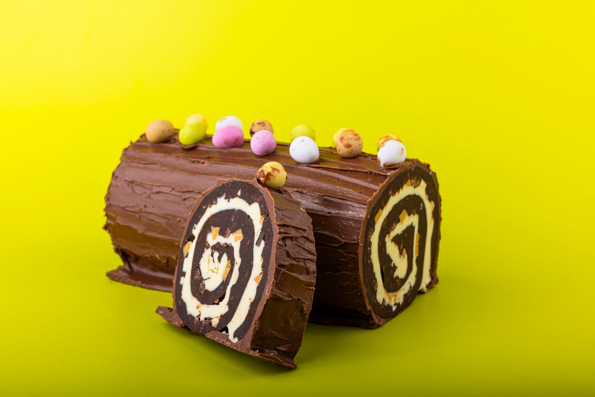 Gluten Free Mini Egg, White Chocolate and Fudge Brownie Log