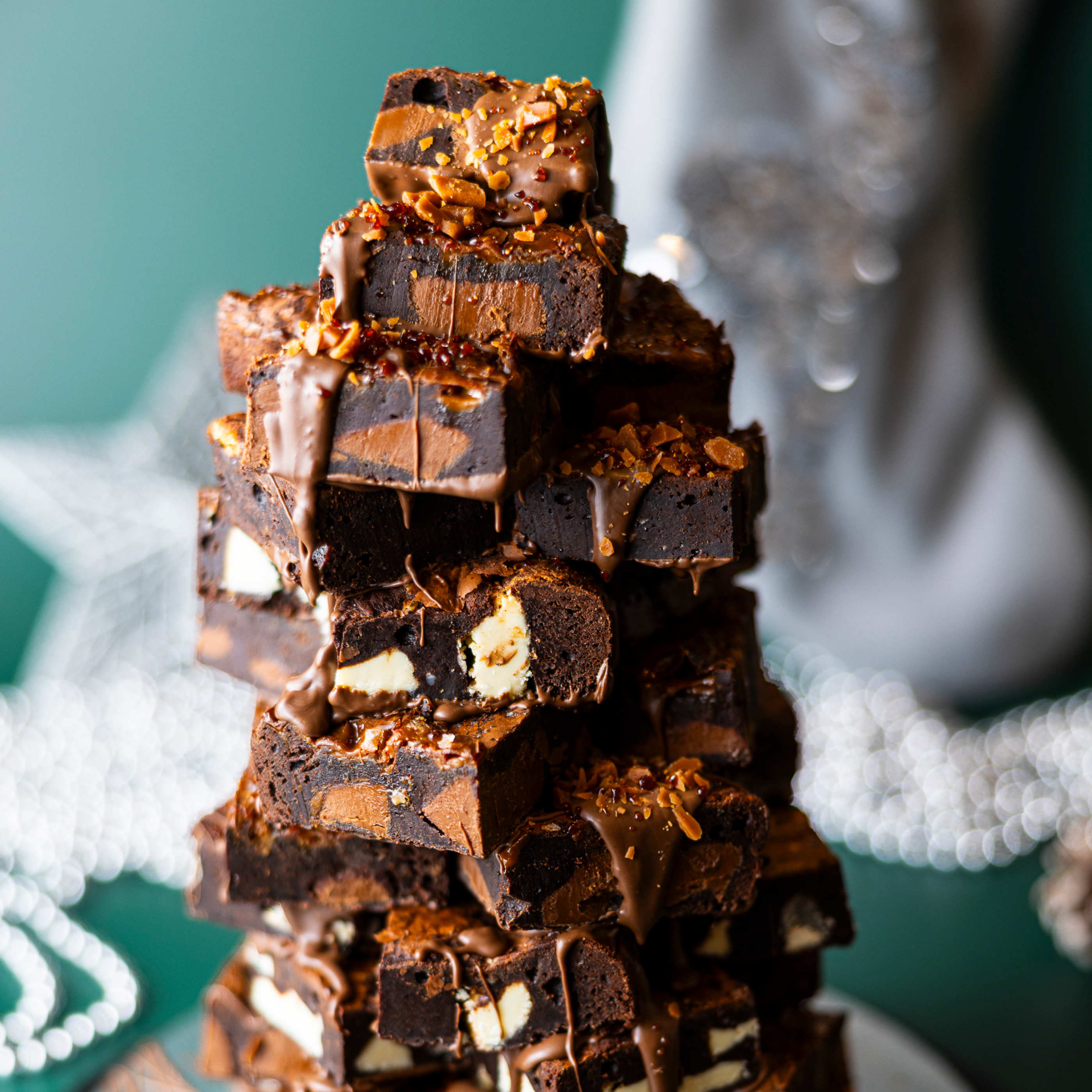 Gluten Free Triple Chocolate & Salted Caramel Brownie Stack