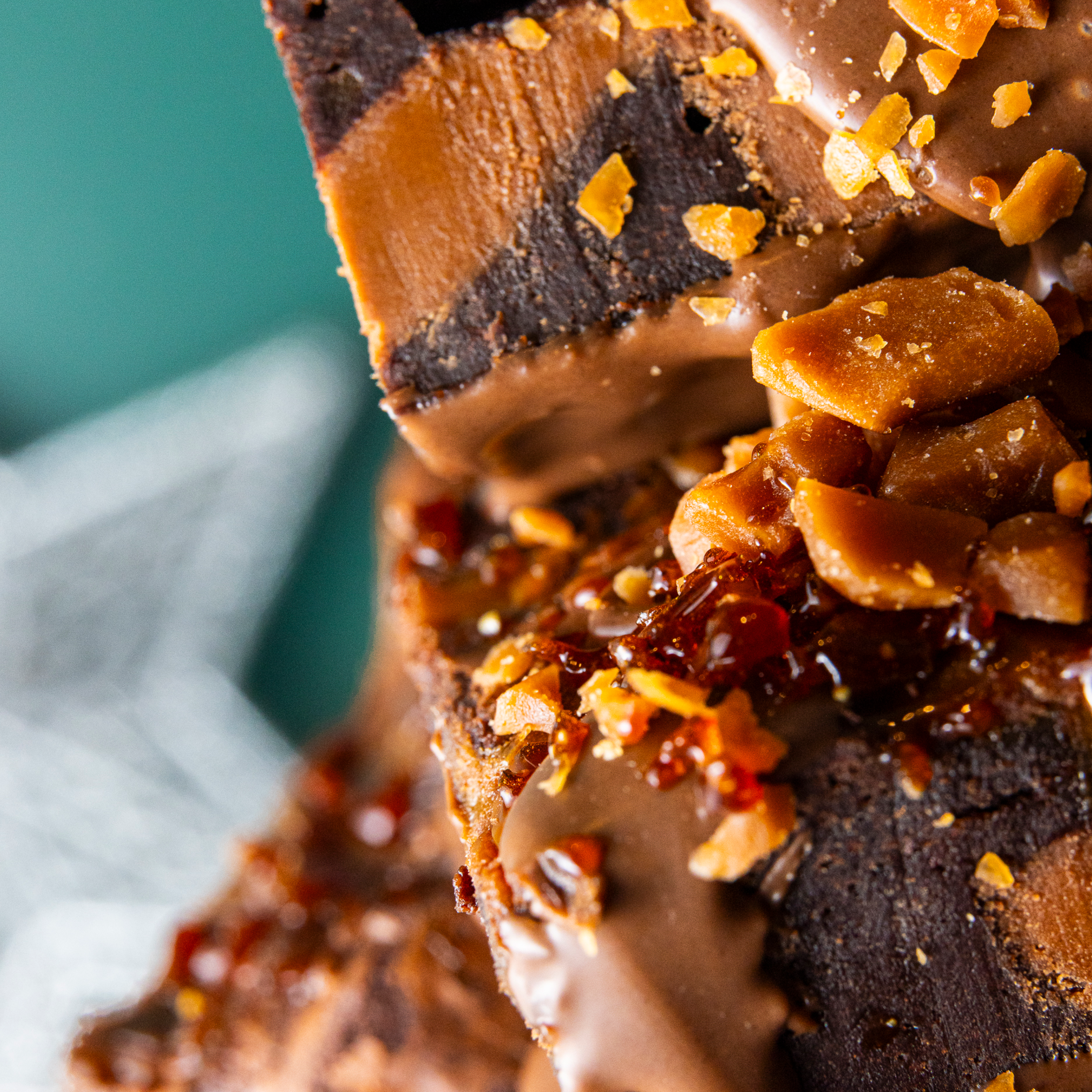 Gluten Free Triple Chocolate & Salted Caramel Brownie Stack