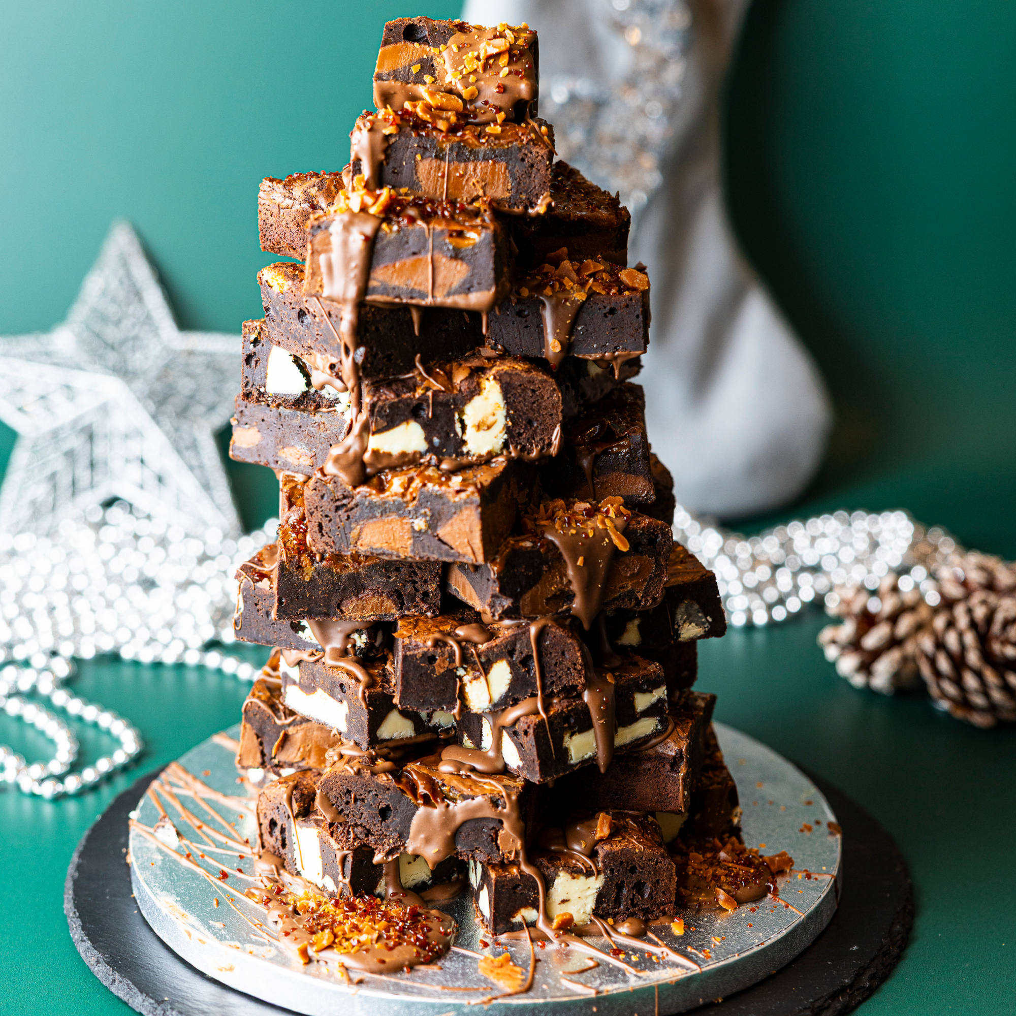 Gluten Free Triple Chocolate & Salted Caramel Brownie Stack