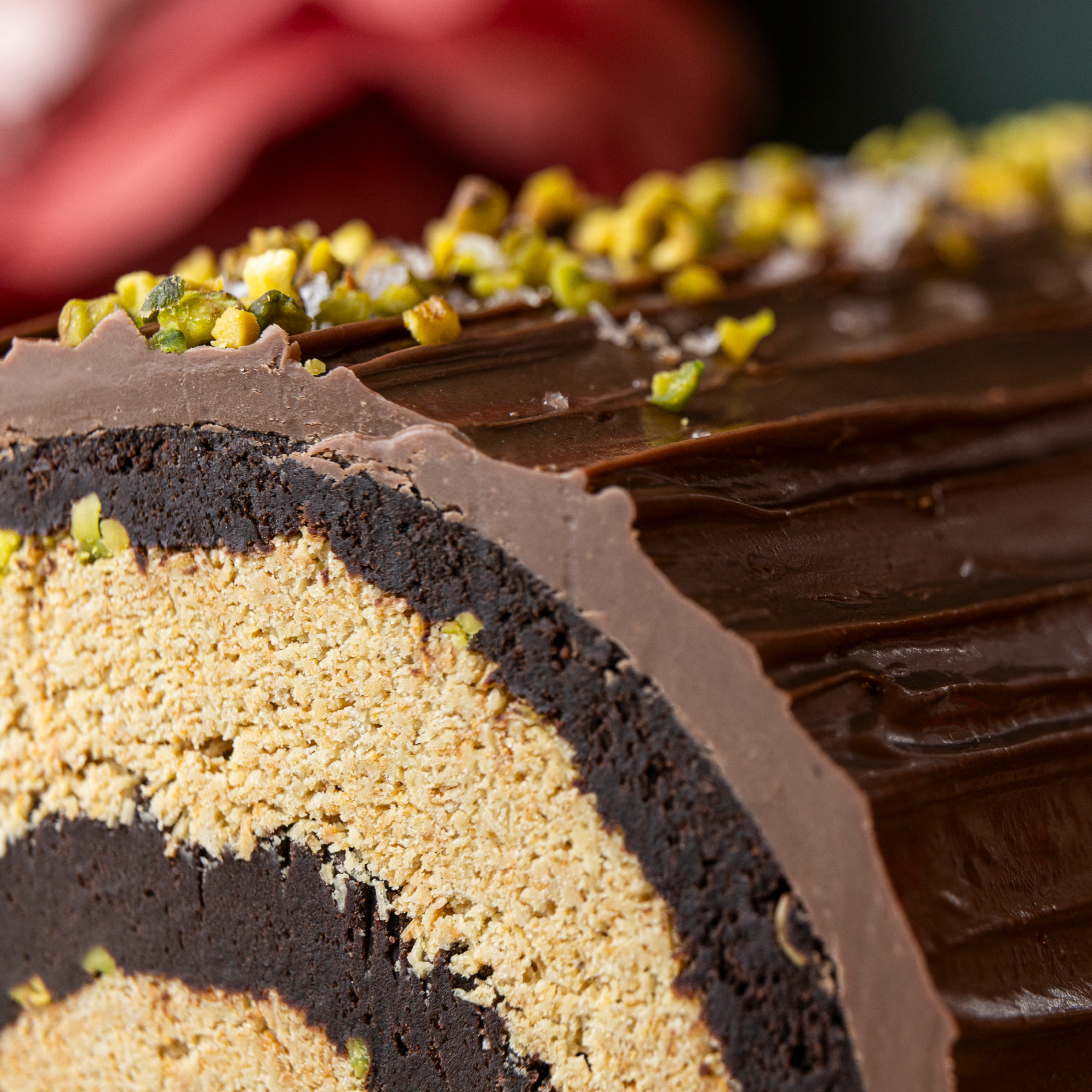 Pistachio Kannif Brownie Yule Log