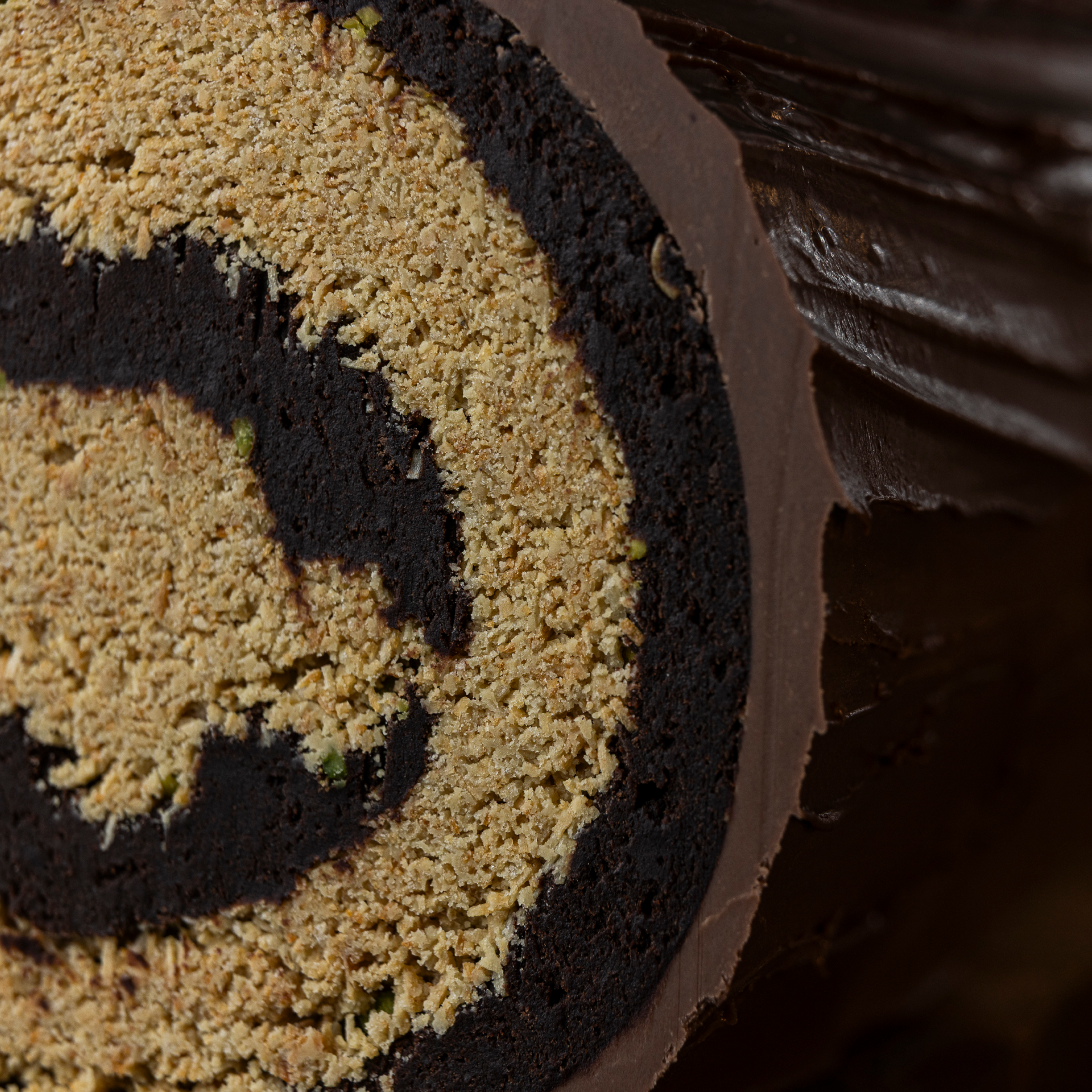 Pistachio Kannif Brownie Yule Log